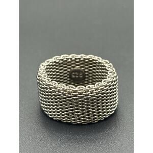 New Condition Sterling Silver Mesh Ring Size 5